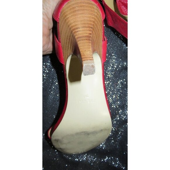 Nine West Red Leather Open Toe caged heels size 10 - Picture 9 of 12